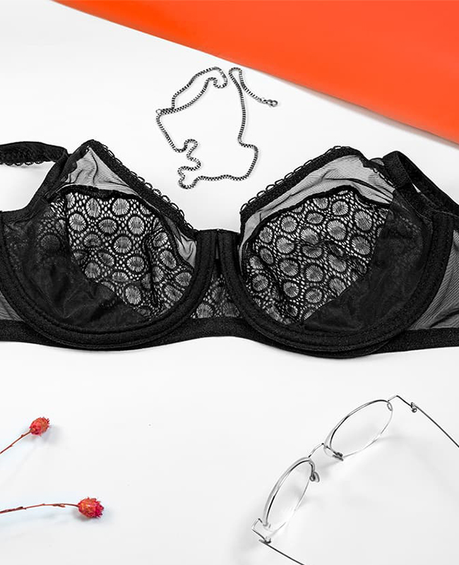 سوتین مینی مایزر گیپور و تور پرسی فنردار زنانه ینینچی 1670 مشکی